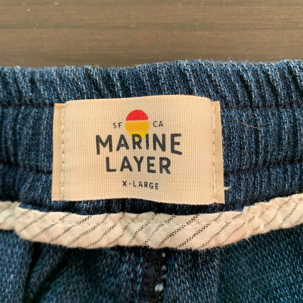 Marine Layer Mens Saturday Beach Pants Indigo Blue Cotton Viscose XL Comfort